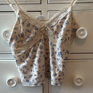 Floral Lace Trim Cami Top